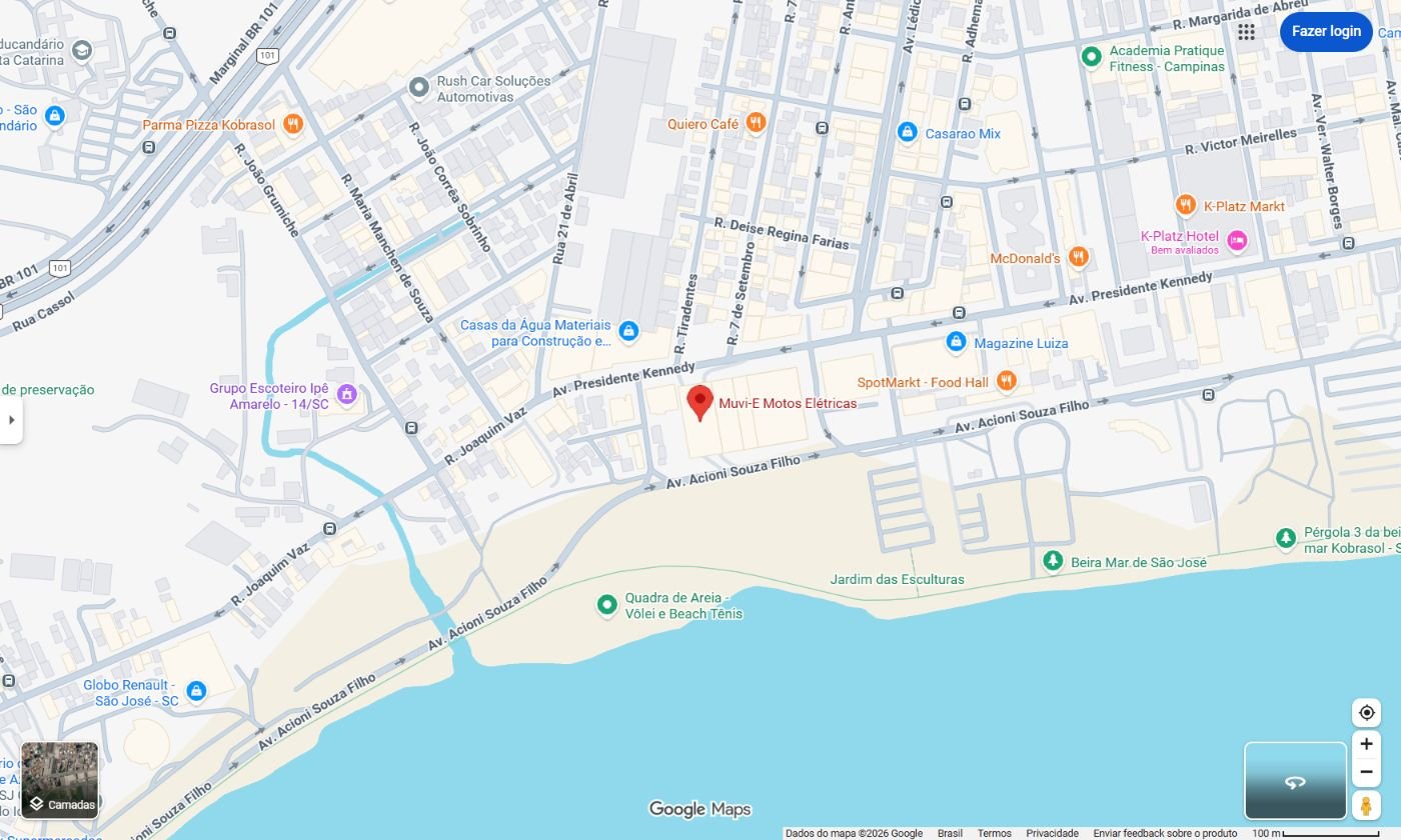 Mapa do Google com a localização da Muvi-E em Campinas, São José